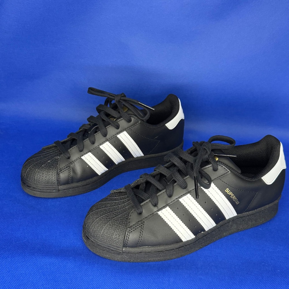 Adidas Originals Superstar J Black White Gold Shell Toe Sneakers 6.5Y Retro Y2K